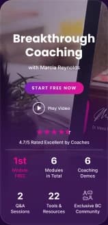 Breakthrough Coaching masterclass funnel on a phone.