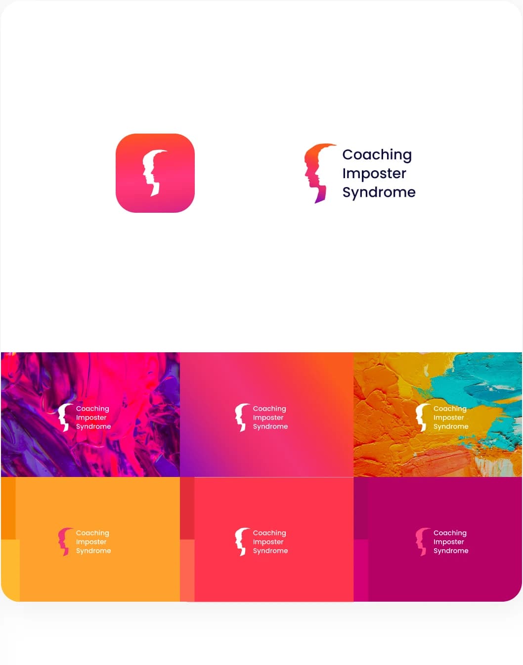 Coaching Imposter Syndrome brand system — logo lock-up and colour palette.