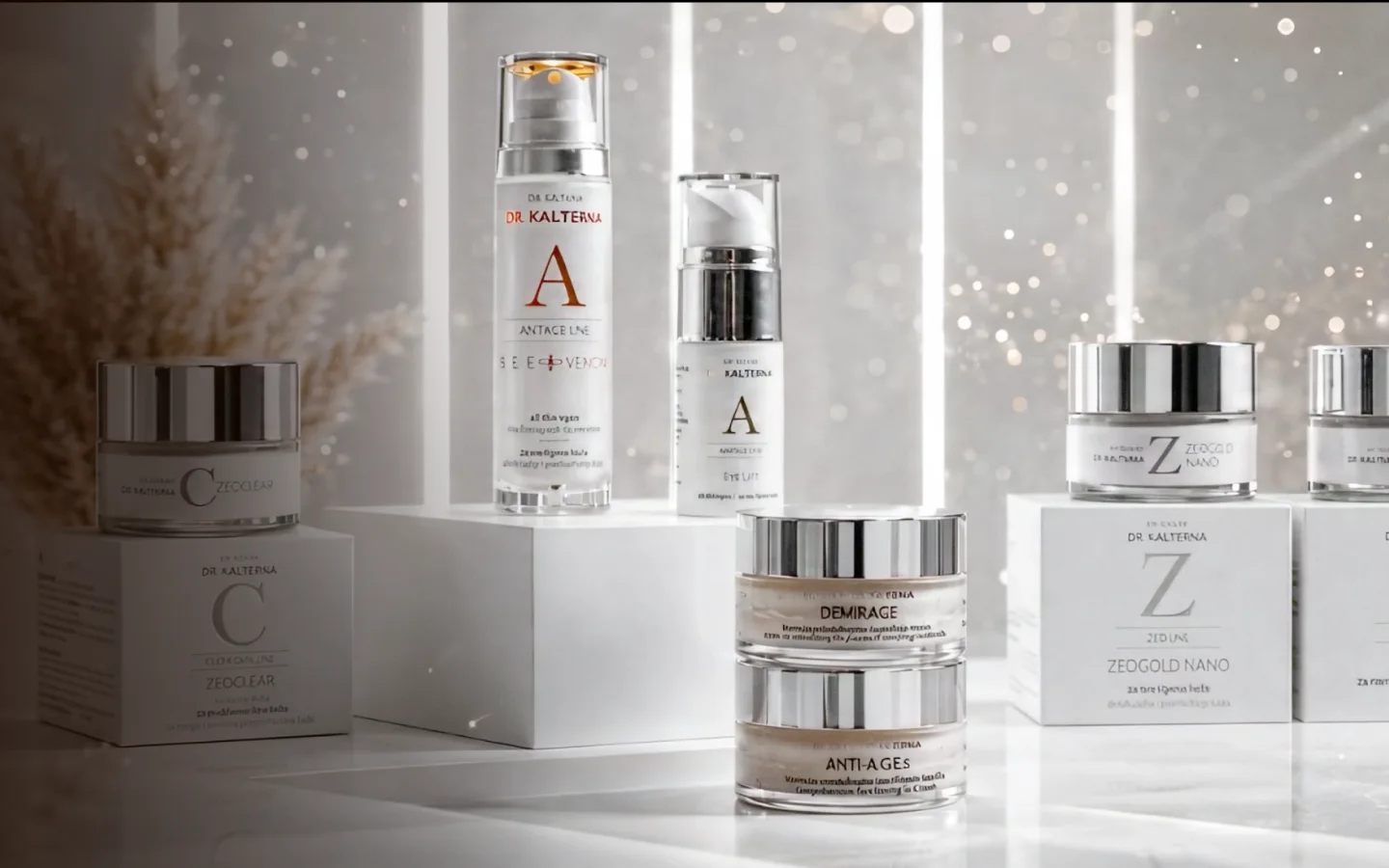 The Dr. Kalterna skincare line — serums and creams from the MySkin & Poliderma range.