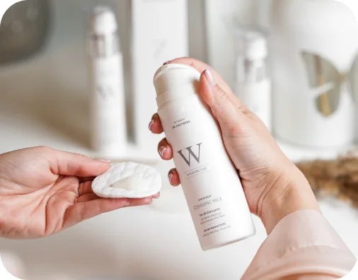 Close-up of a MySkin treatment being applied to the skin.