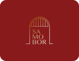 Deep-red NAVADA tile with the Samobor gate badge.