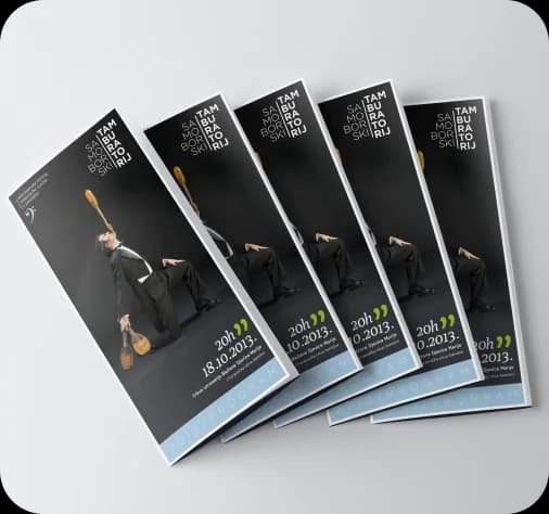 A fanned stack of the folded 2013 Samoborski Tamburatorij programme leaflets.