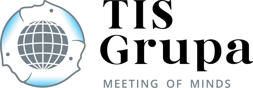 The TIS Grupa logo — a globe symbol with the TIS Grupa wordmark and the tagline Meeting of Minds.