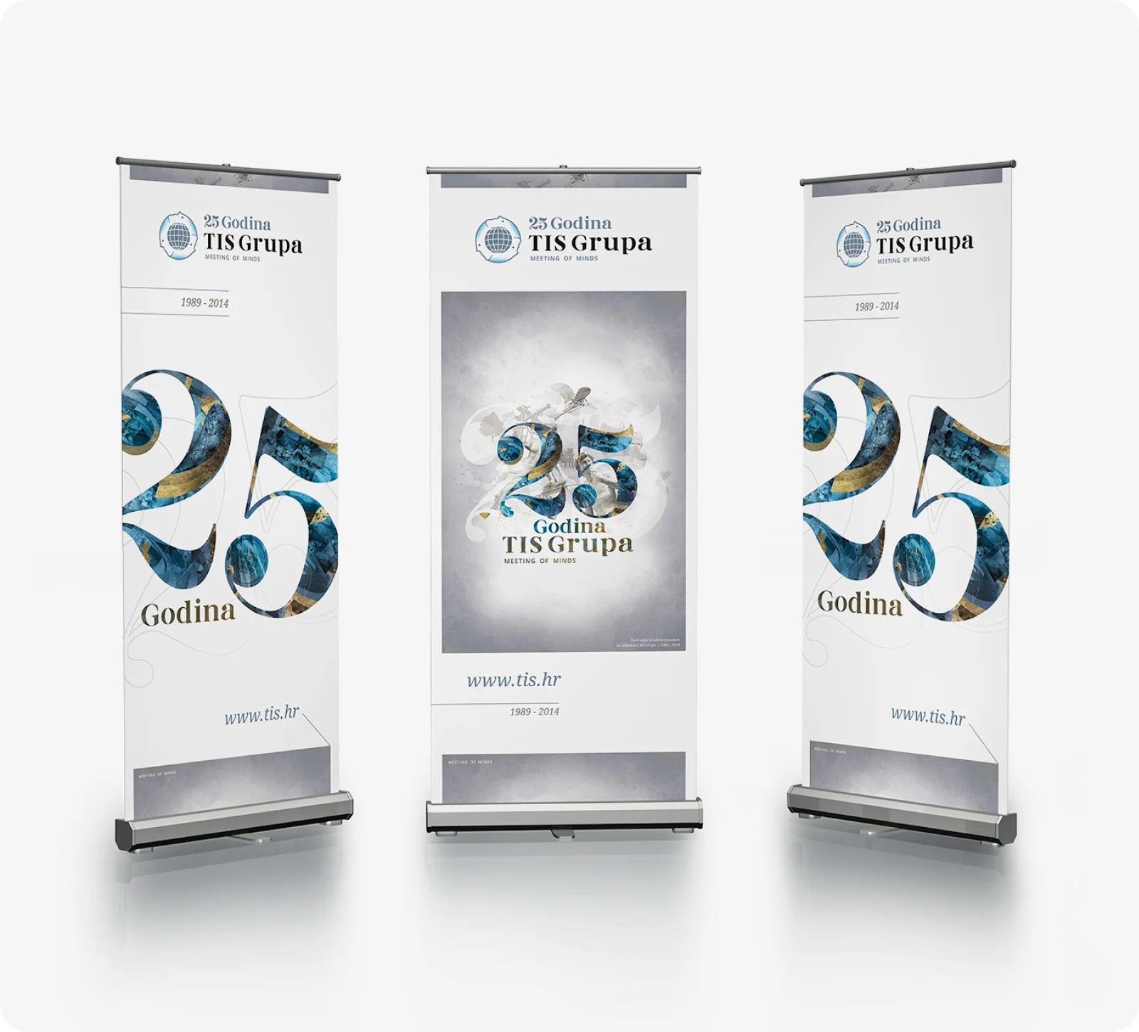 Three TIS Grupa 25 years roll-up banners.